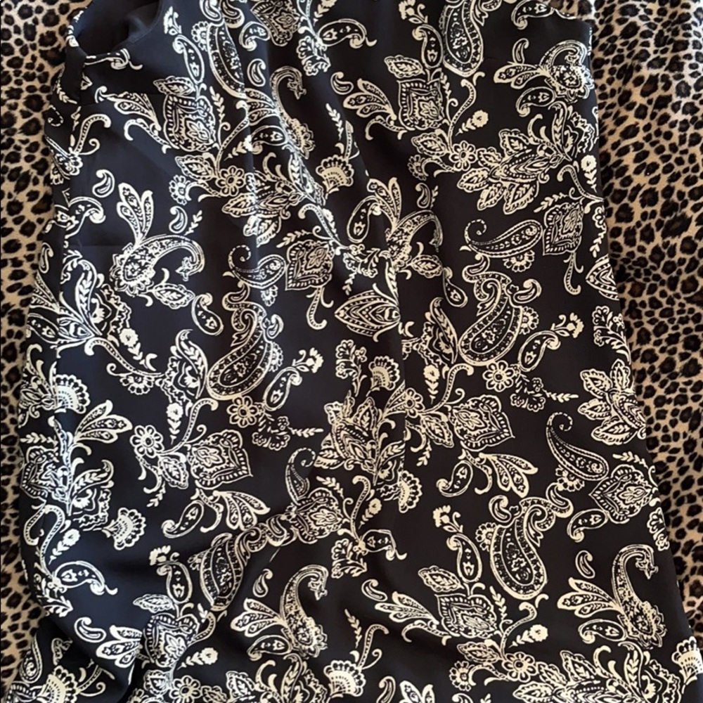 Black paisley patterned mini dress